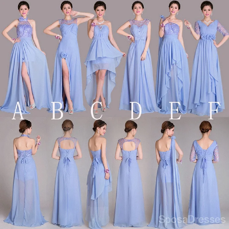 Beautiful Mismatched Differeent Styles A Line Long Bridesmaid Dresses, WG189