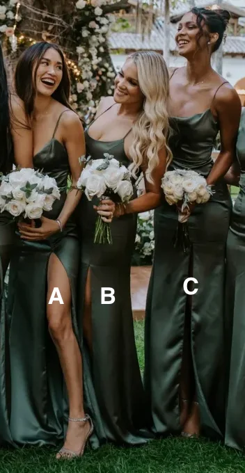 Bridesmaid Dresses Spaghetti Straps Slit Side