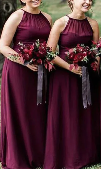 Halter Bridesmaid Dresses Long