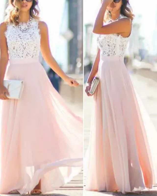 Pale Pink Bridesmaid Dresses Prom Dresses with Lace