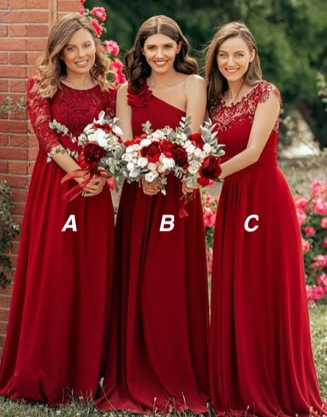 Red Bridesmaid Dresses Long