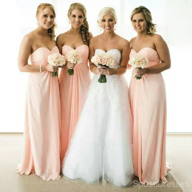 Simple Cheap Chiffon Sweet Heart A Line Floor-Length Bridesmaid Dresses, WG173