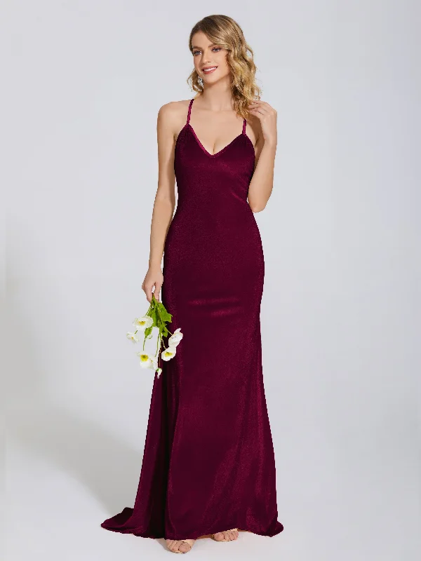 Sloane Unique V-neck Velvet Bridesmaid Dresses