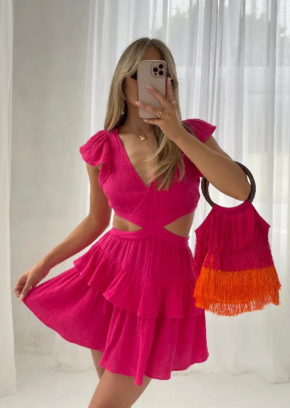 Hot Pink Cut-out Mini Dress Tara