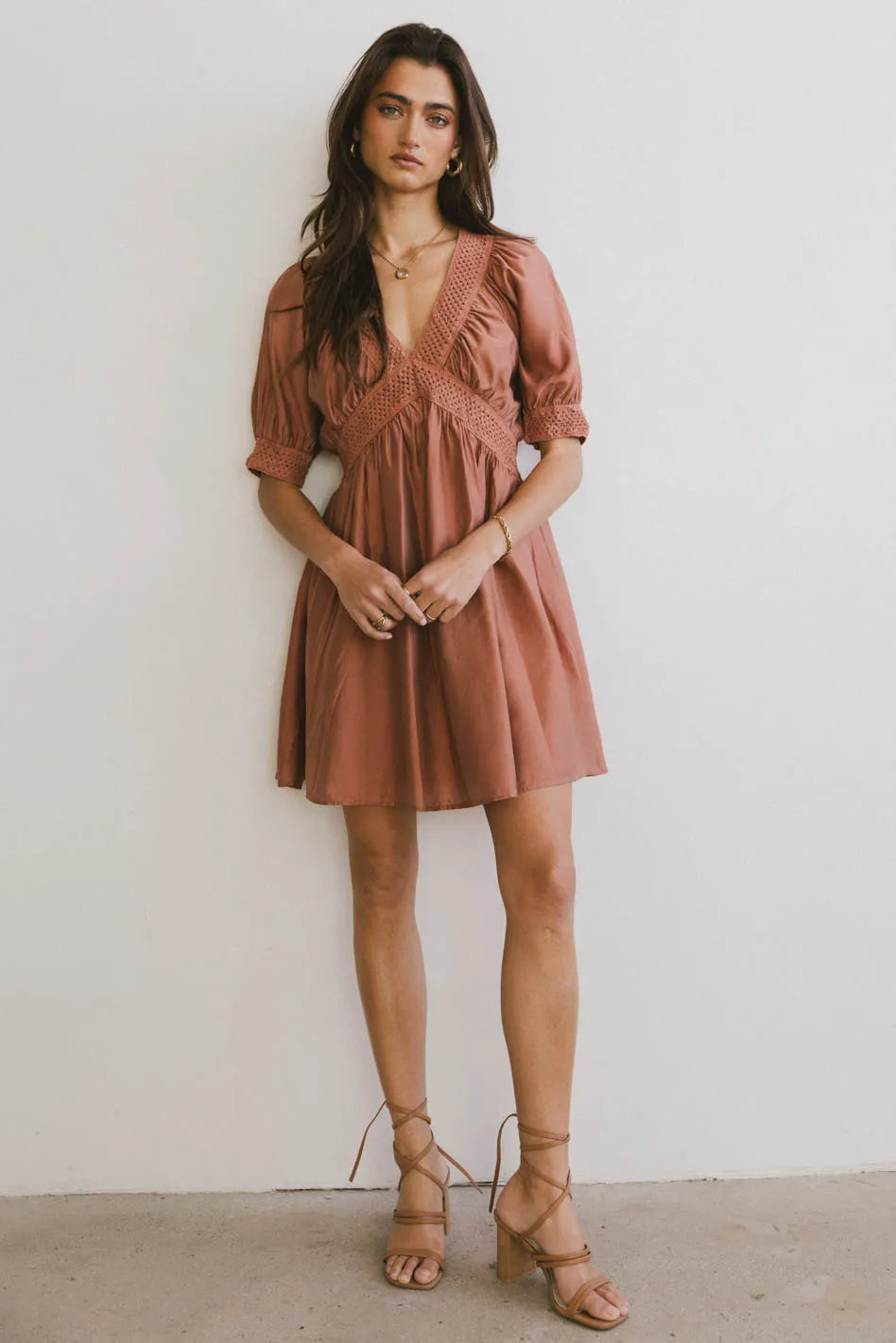 Lorna Mini Dress in Rust