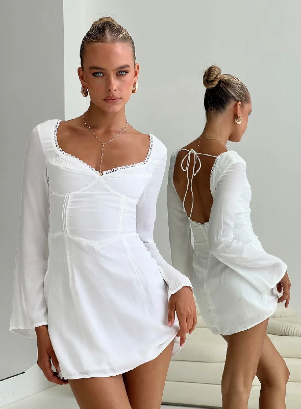 Lyna Long Sleeve Mini Dress White