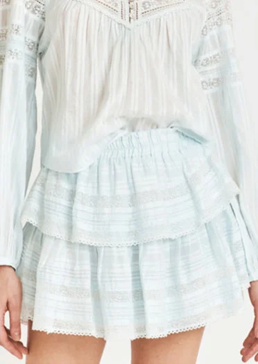 Ruffle Mini Skirt in Light Blue Hand Dye